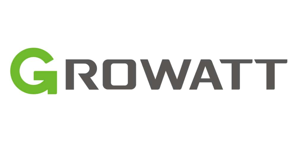 Grafika przedstawia logo firmy Growatt. Growatt zajęło 4 pozycję w rankingu magazynów energii 2024.